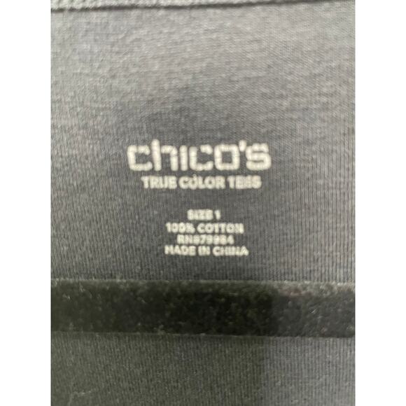 Chico's Sleeveless Knit V Neck Tank Top Pullover Black Women Size 1 M Base Layer - Picture 3 of 7